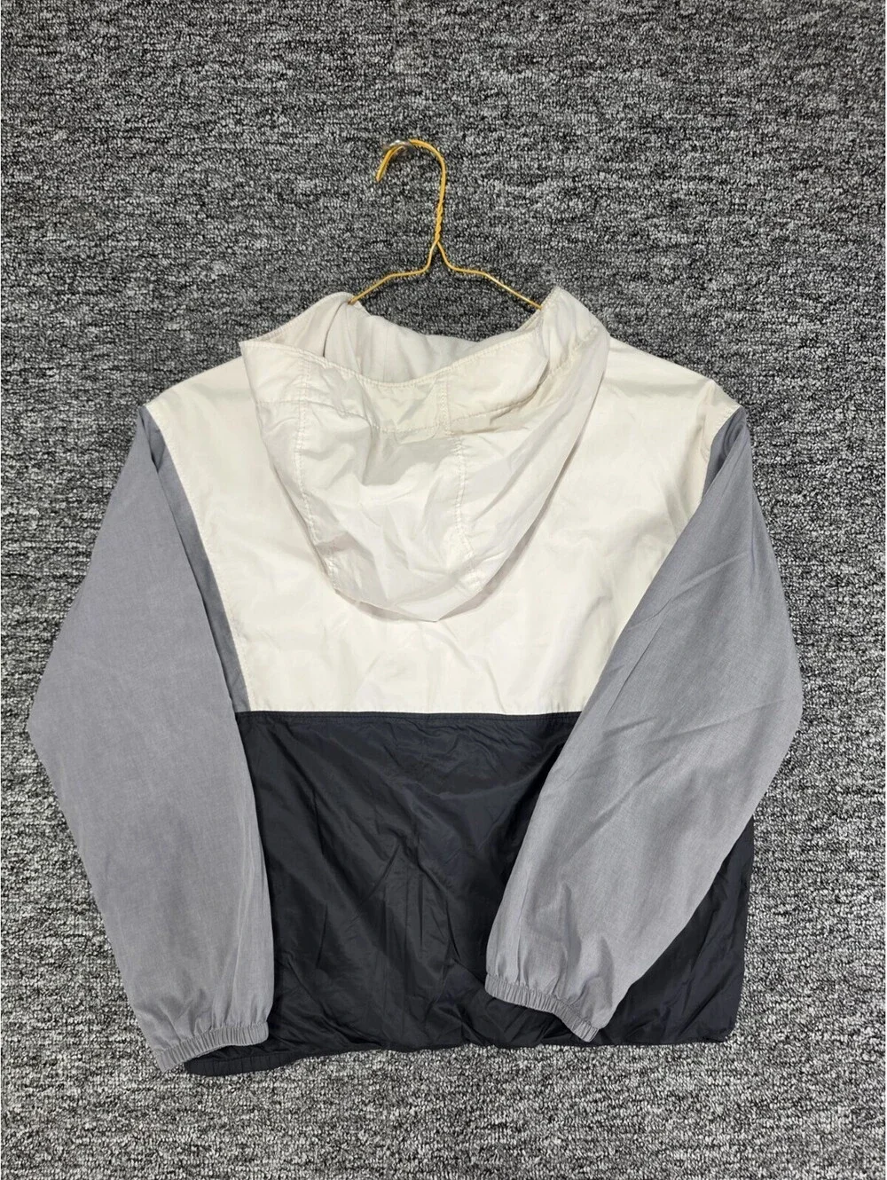 Abercrombie Kids Colorblock Hooded Full Zip Jacket Pockets White Gray 7/8
